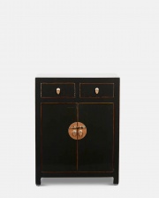Tsang Black Laquered Cabnet with Drawers by The Vintage Garden Room